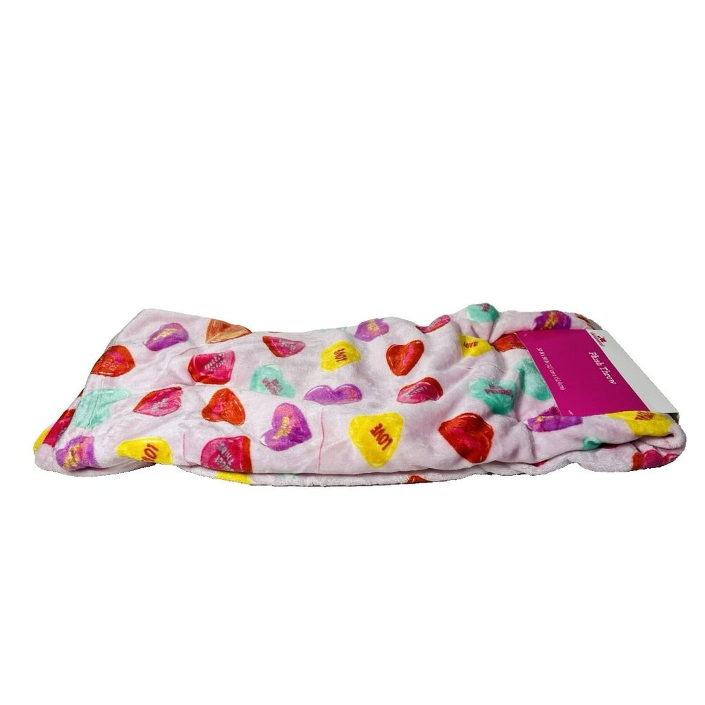 Way To Celebrate Candy Hearts Velvet Plush Throw Blanket 50" x 60" Multicolor - Picture 7 of 14